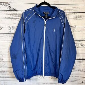 Vtg Retro PGA Tour Jacket Mens Large Blue Golf Windbreaker Classic Full Zip -See